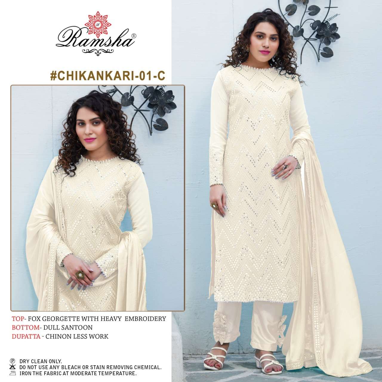 Ramsha Chikankari 01 Nx Catalog Georgette Pakistani Salwar Kameez