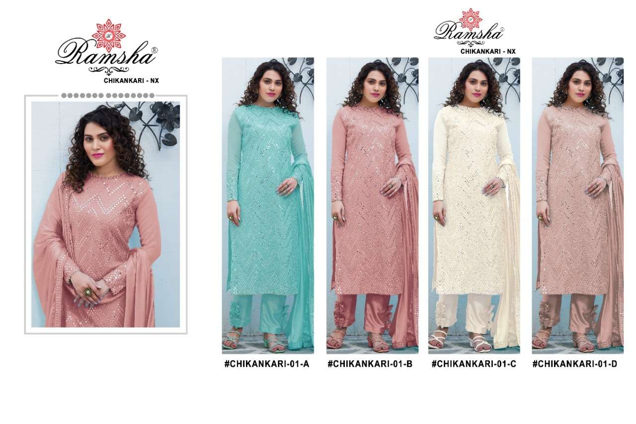 Ramsha Chikankari 01 Nx Catalog Georgette Pakistani Salwar Kameez
