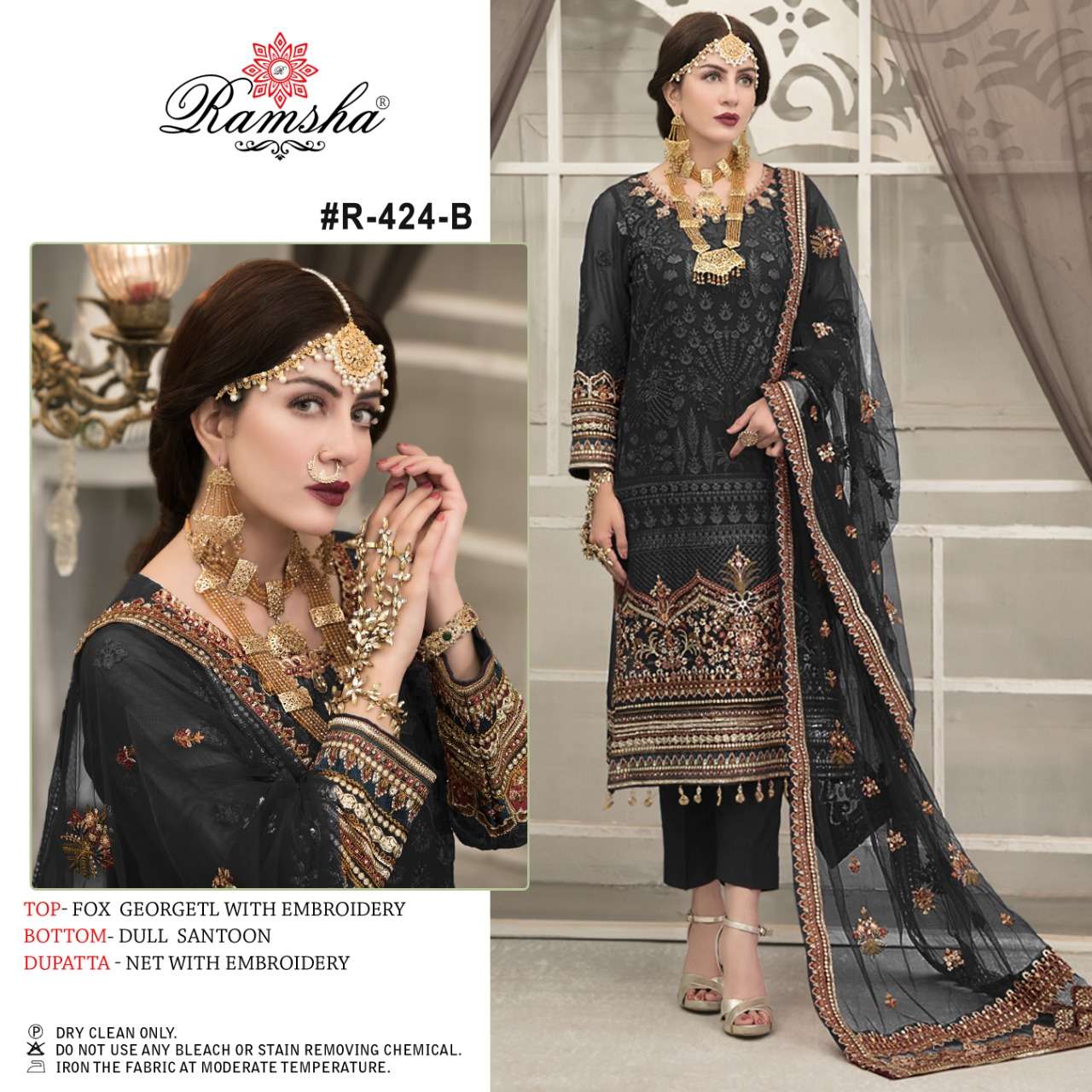 Ramsha R 424 Nx  catalog Georgette Embroidery Pakistani Salwar suits