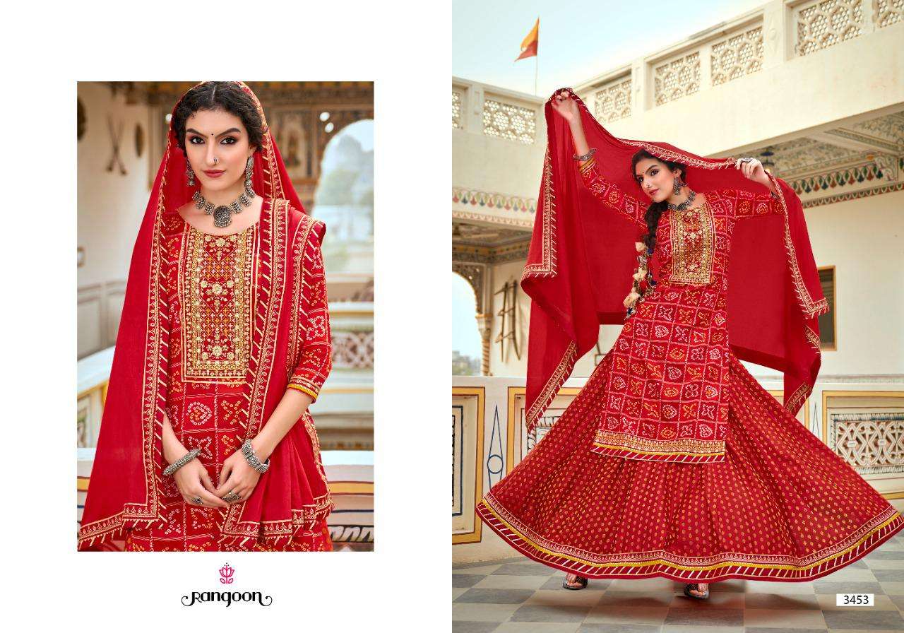 Rangoon Badhan catalog  Heavy Rayon Bandhej Ready Made   Top Bottom with Duptta catalog 