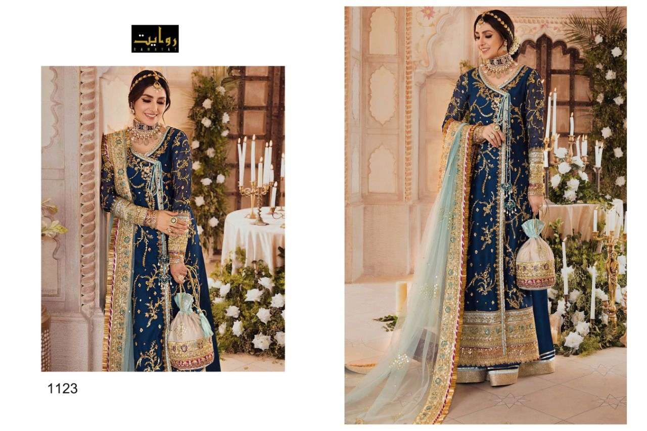 Rawayat Elan Vol 5 Catalog Faux Georgette Heavy Embroidery Pakistani Salwar Suits