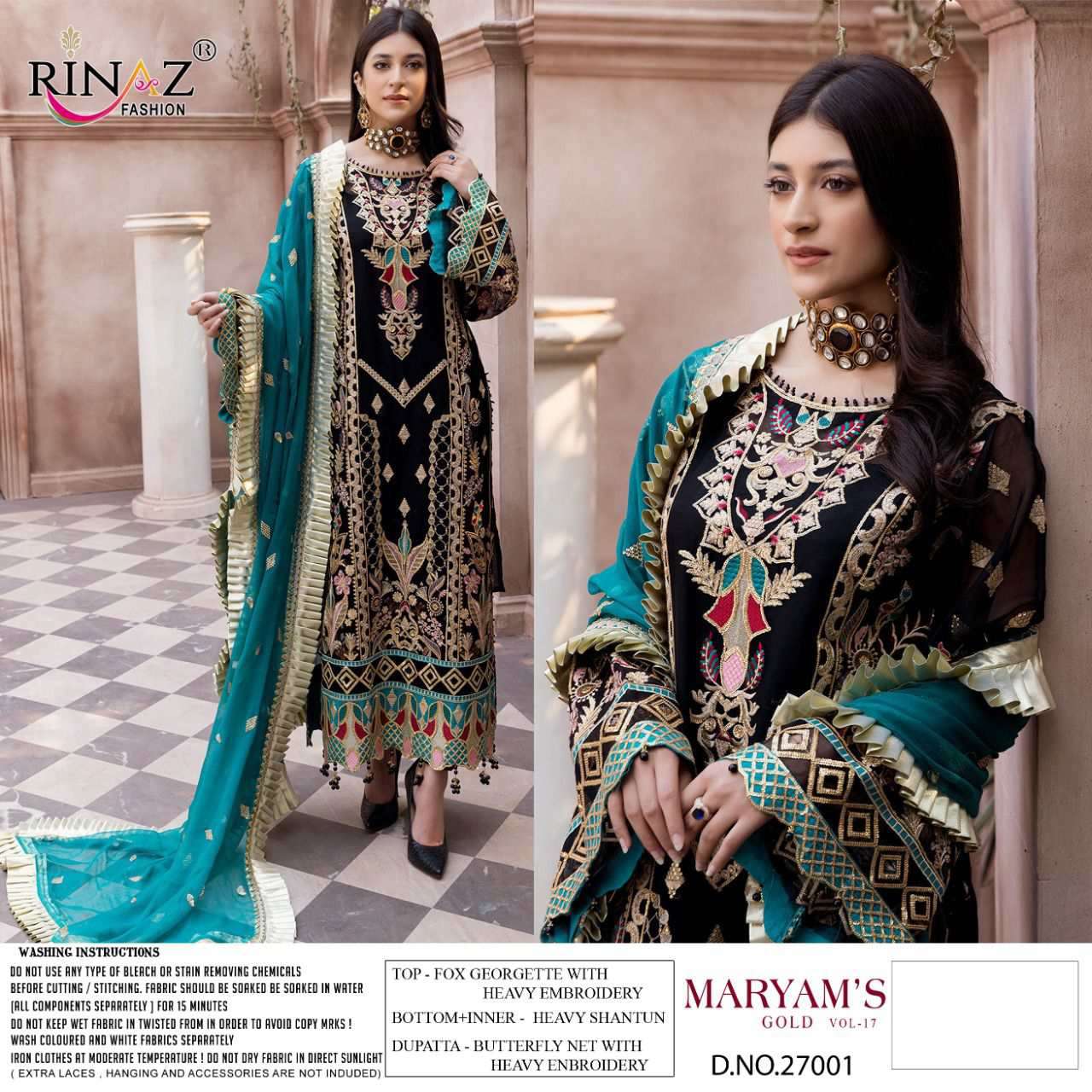 Rinaz Maryams Gold 17  catalog  Georgette Wear Pakistani Salwar Kameez