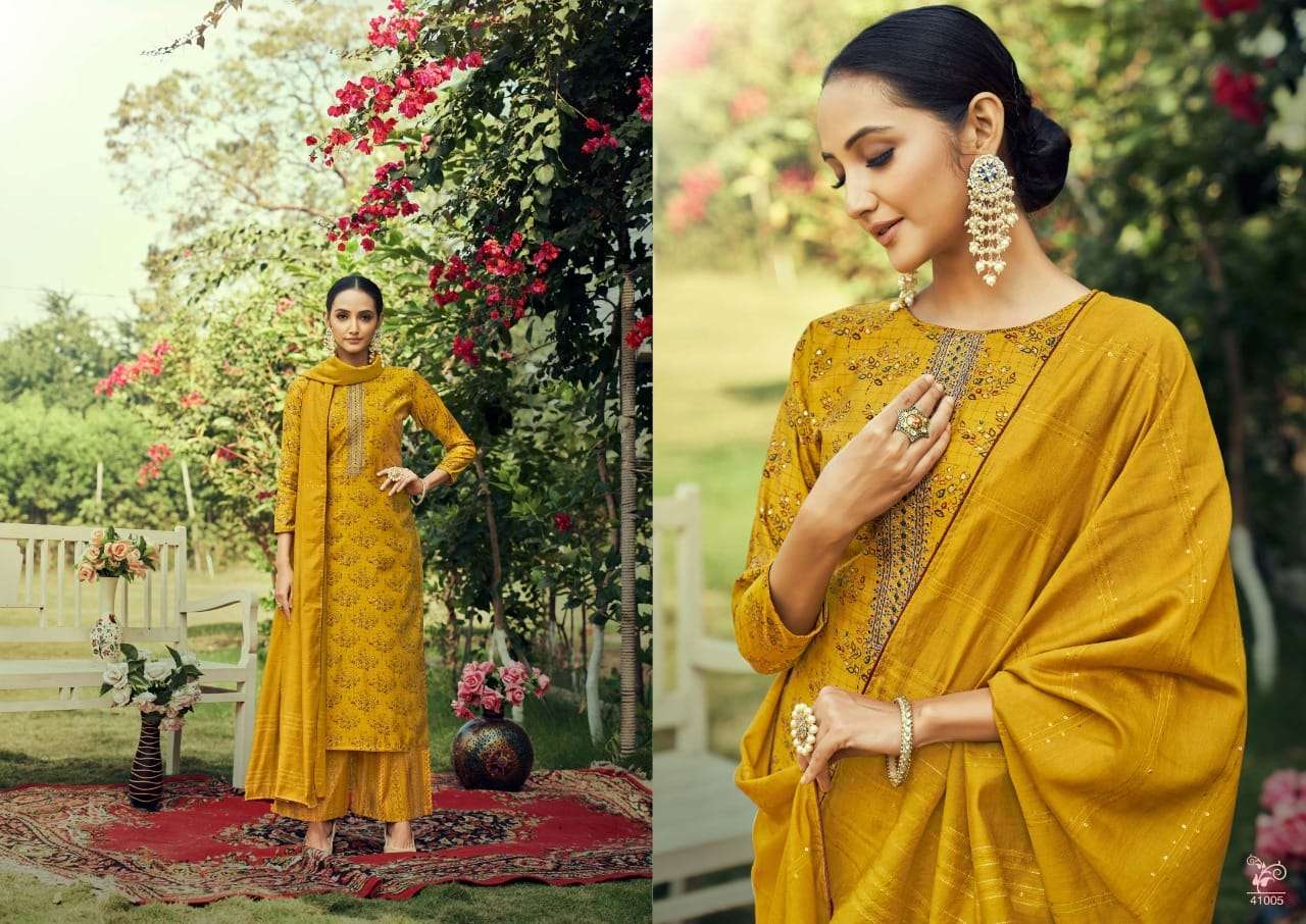 Rk Gold Rawayat Catalog Viscose Chanderi Exclusive Wear Women Dress Materials