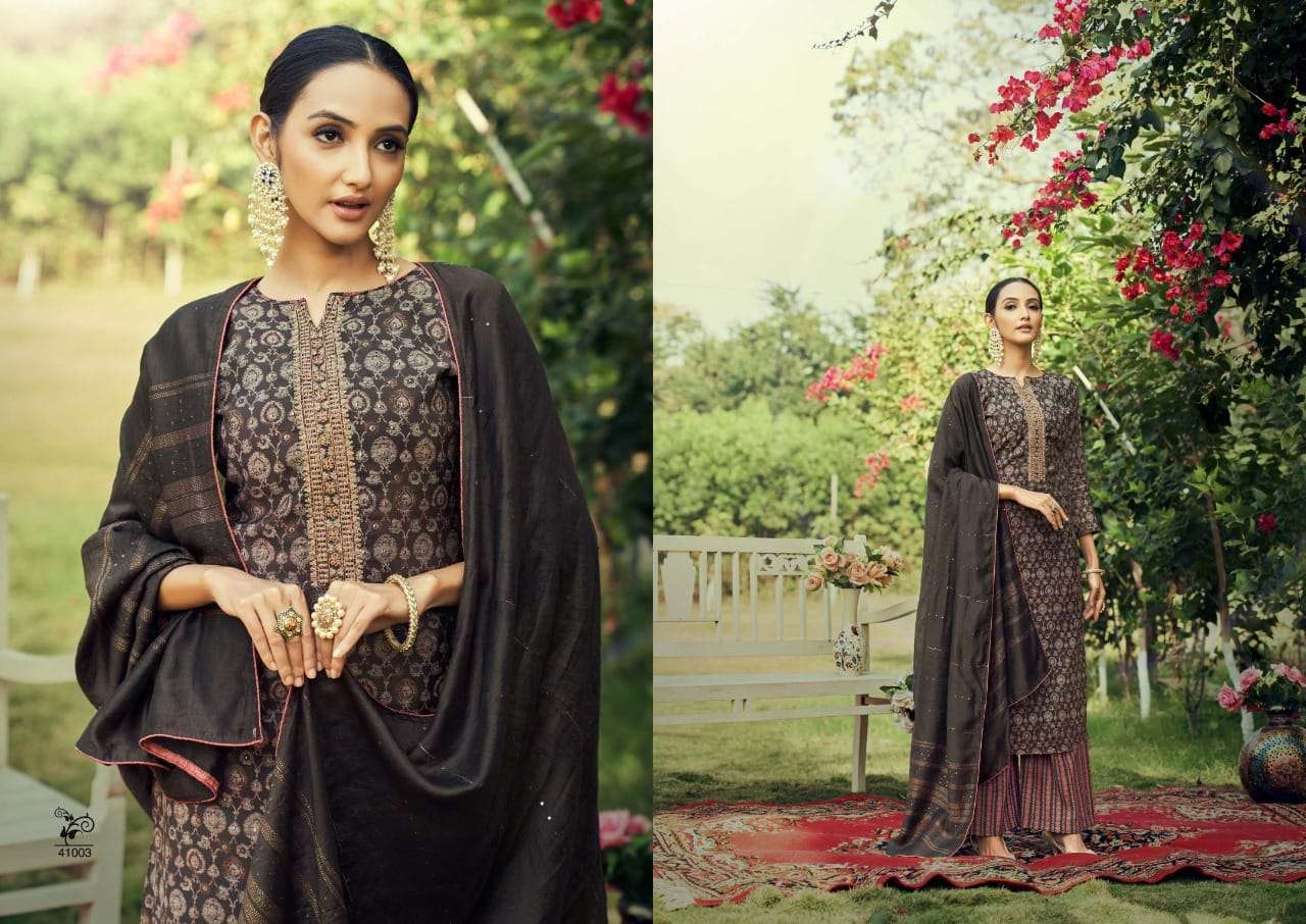 Rk Gold Rawayat Catalog Viscose Chanderi Exclusive Wear Women Dress Materials
