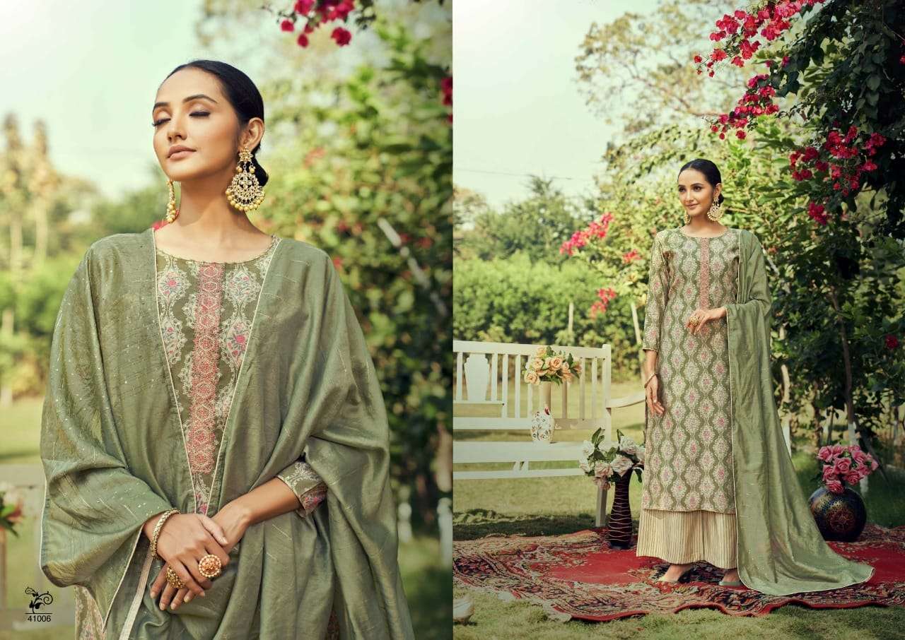 Rk Gold Rawayat Catalog Viscose Chanderi Exclusive Wear Women Dress Materials