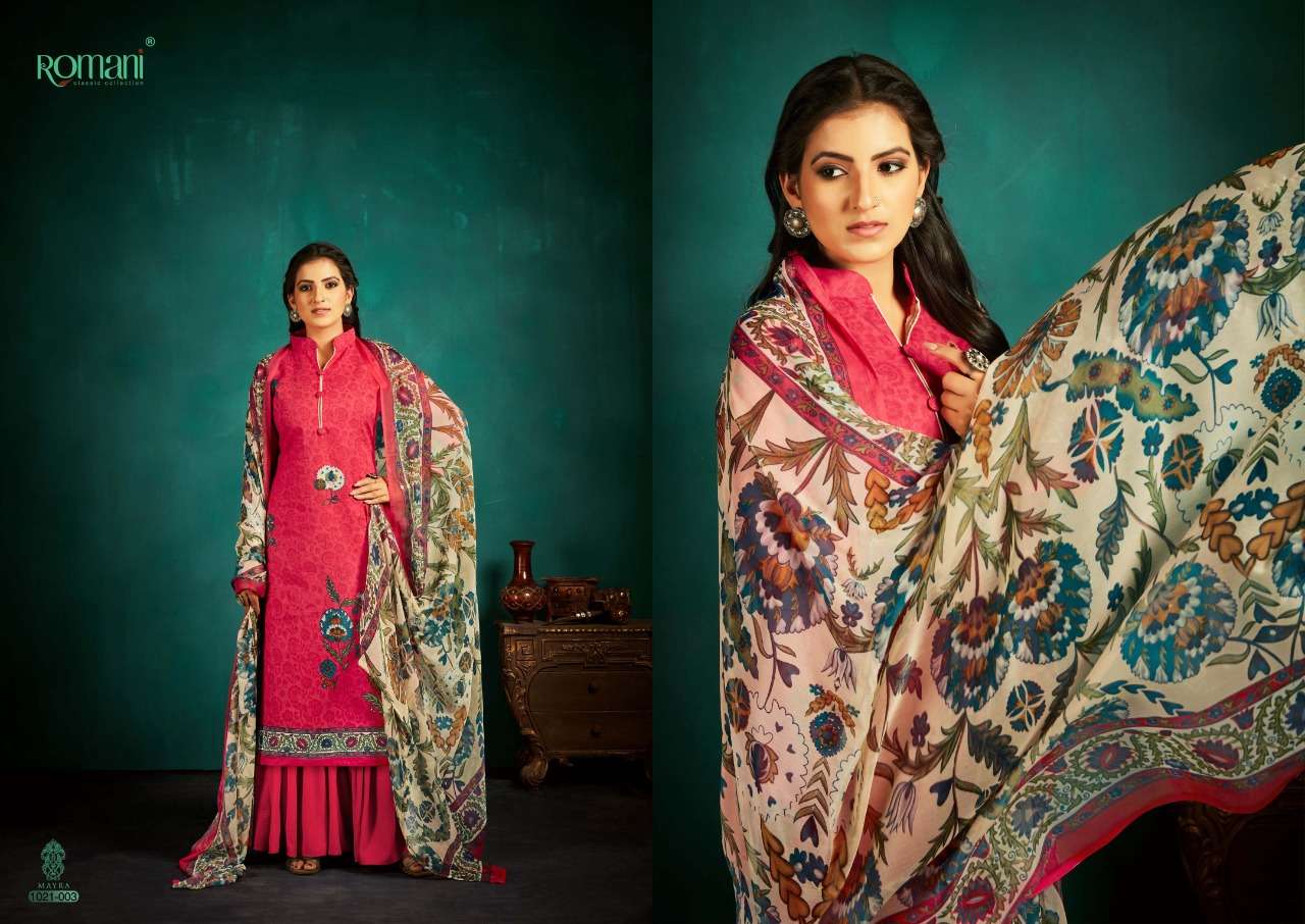Romani Mayra Catalog Pure Cotton Festive Wear Women Dress Materials 