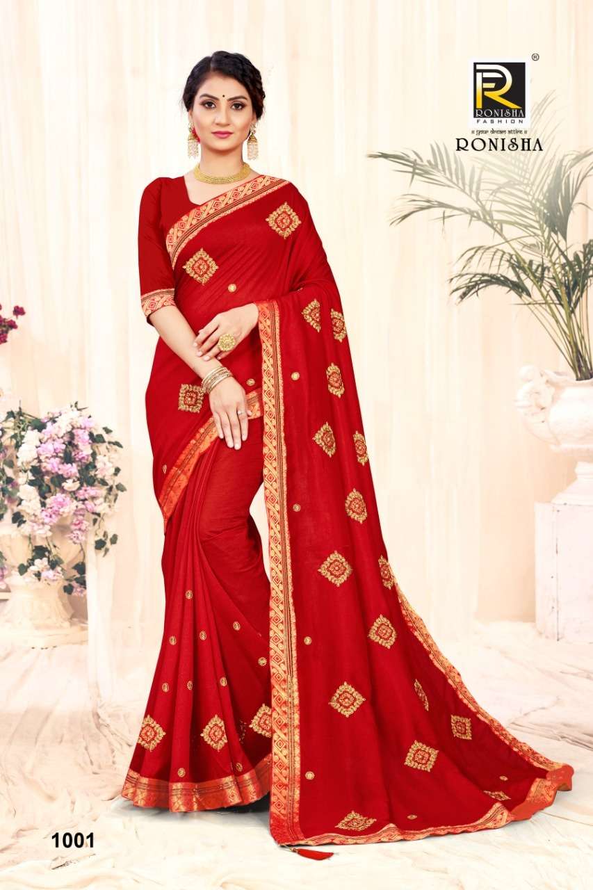 Ronisha Anarkali Catalog Vichitra Silk Fancy Wear Sarees