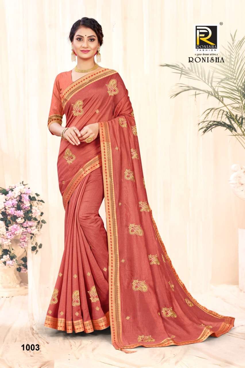 Ronisha Anarkali Catalog Vichitra Silk Fancy Wear Sarees