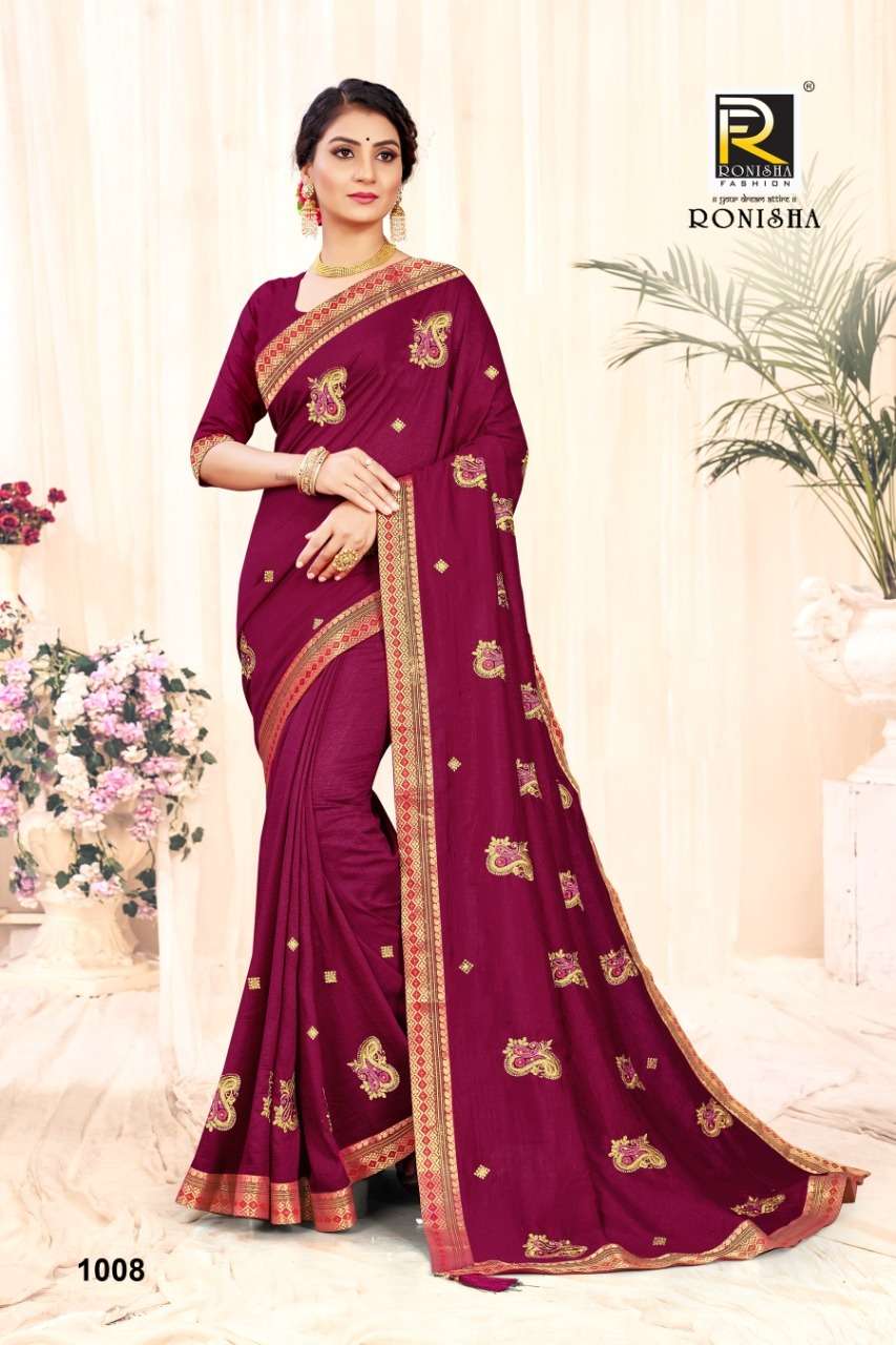 Ronisha Anarkali Catalog Vichitra Silk Fancy Wear Sarees