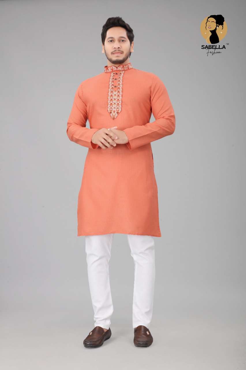 Sabella Fashion Pushpa Vol 1 Catalog Traditional Mens Wear Embroidery Work Kurtas