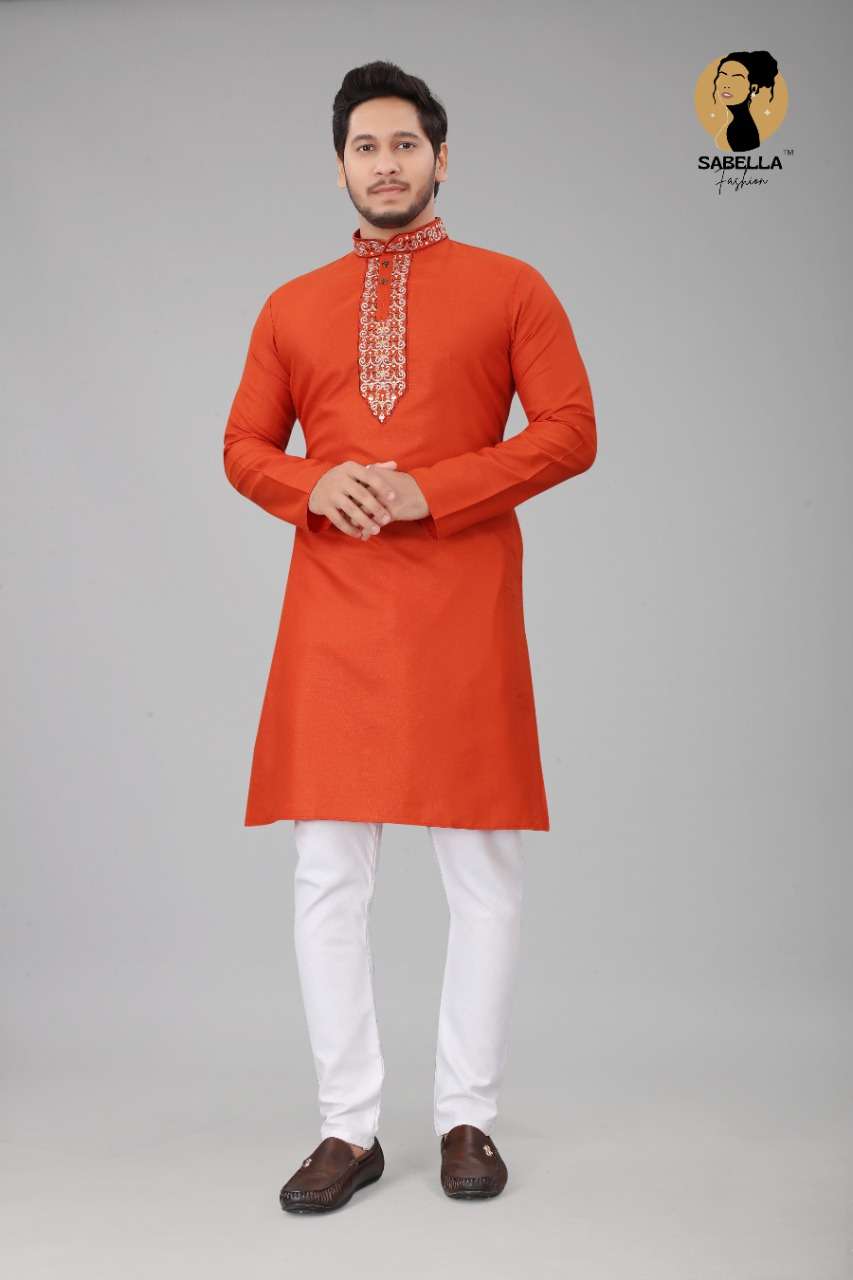 Sabella Fashion Pushpa Vol 1 Catalog Traditional Mens Wear Embroidery Work Kurtas