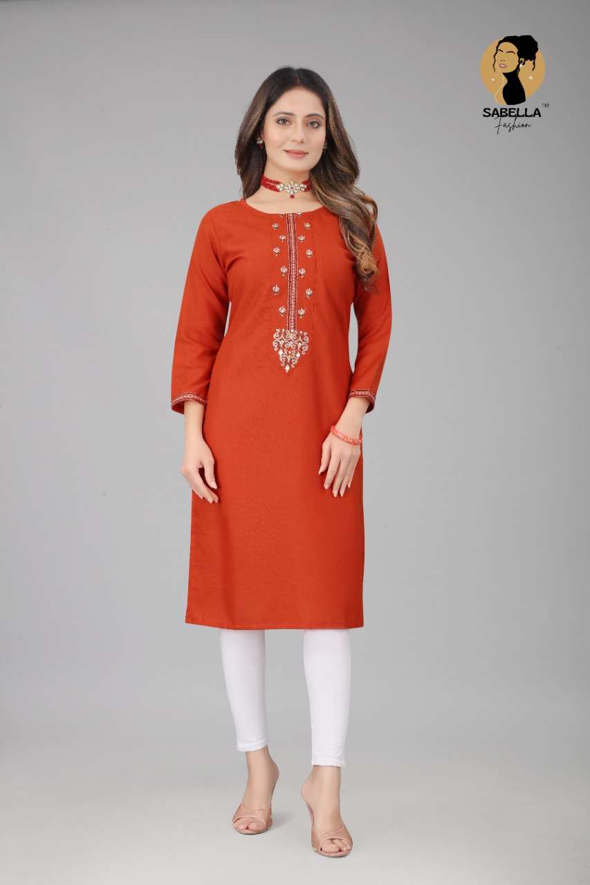Sabella Fashion Shiddat Catalog Casual Wear Embroidery Work Kurtis