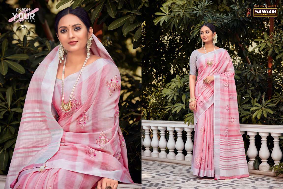 Sangam Kavya catalog  Designer Linen Saree catalog 
