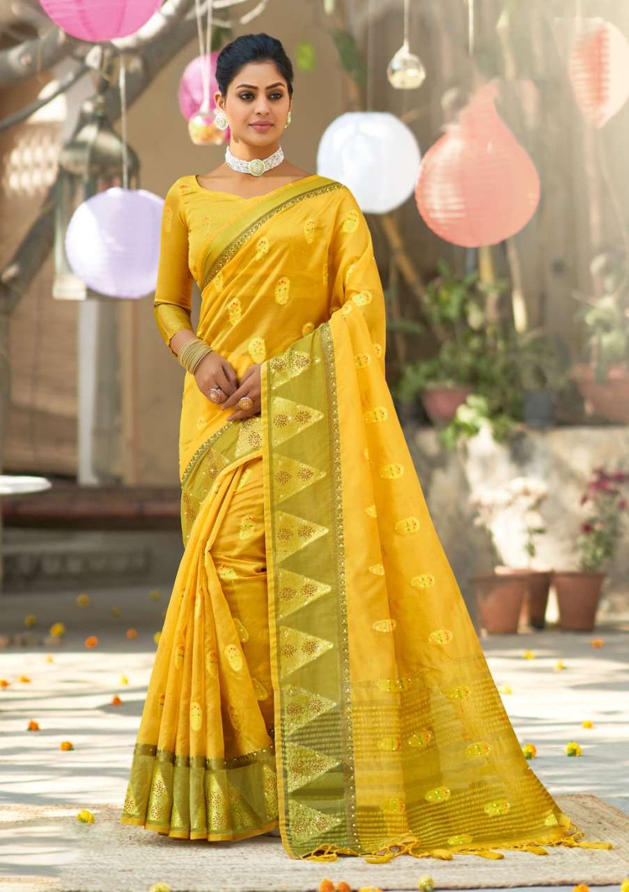 Sangam Silver Stone Catalog Fancy Organza Work Saree 
