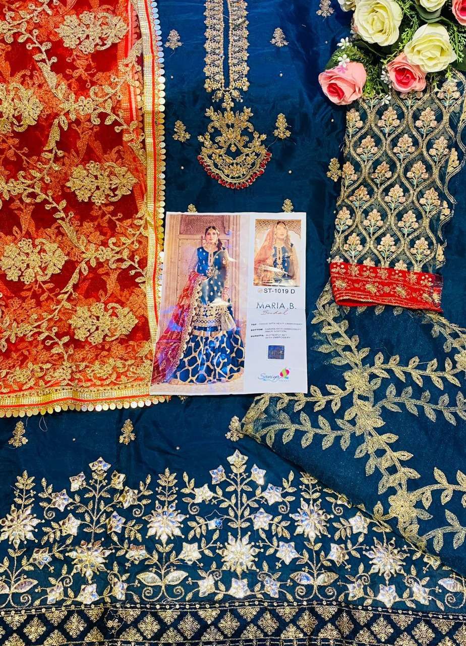 Saniya St 1019 Catalog Heavy Embroidery Wear Pakistani Salwar Suits