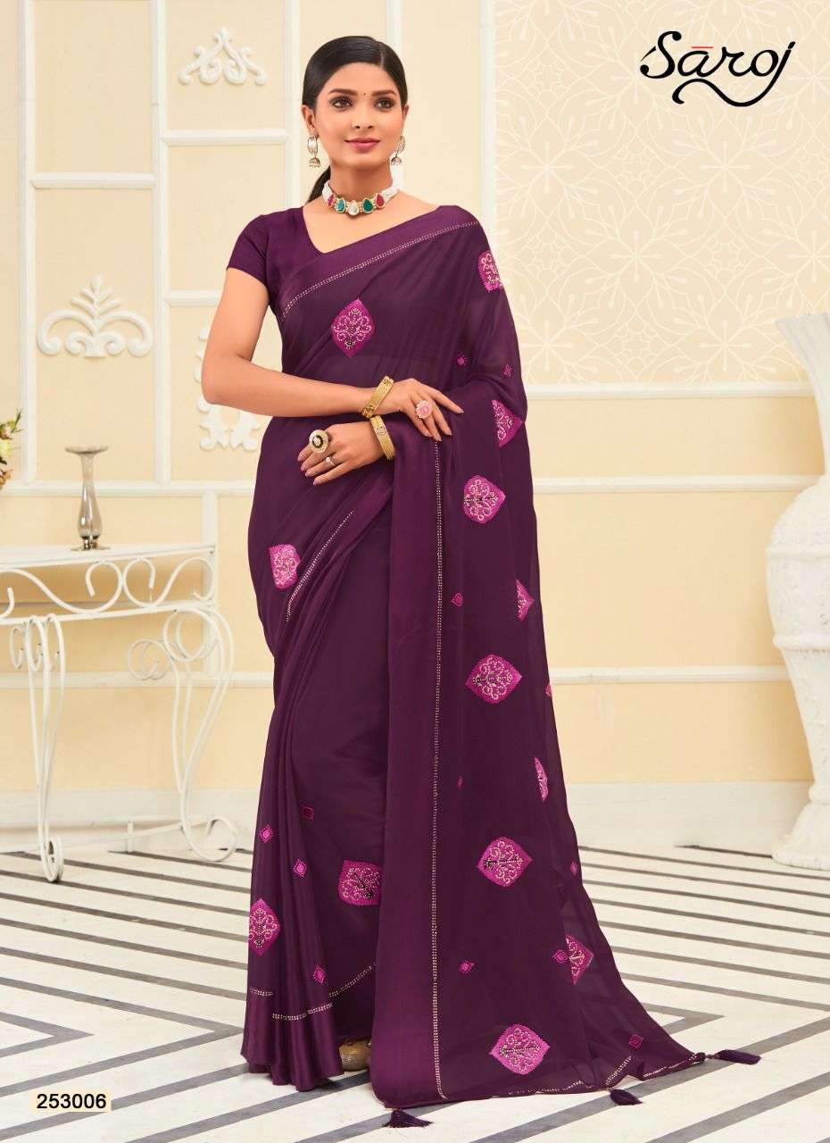 Saroj Ragini Catalog Chiffon Satin Party Wear Sarees
