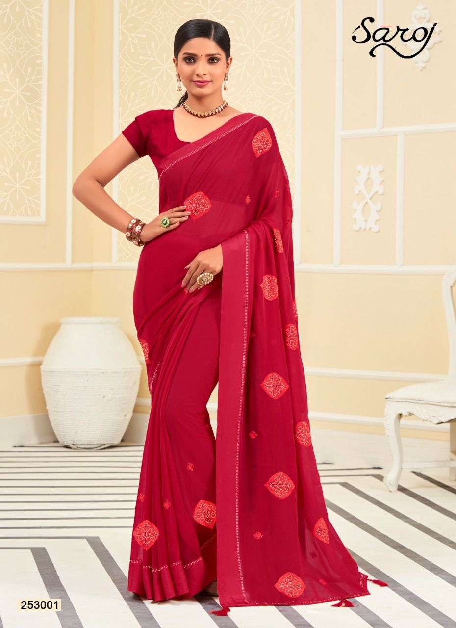 Saroj Ragini Catalog Chiffon Satin Party Wear Sarees