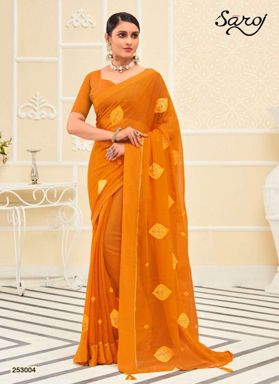 Saroj Ragini Catalog Chiffon Satin Party Wear Sarees