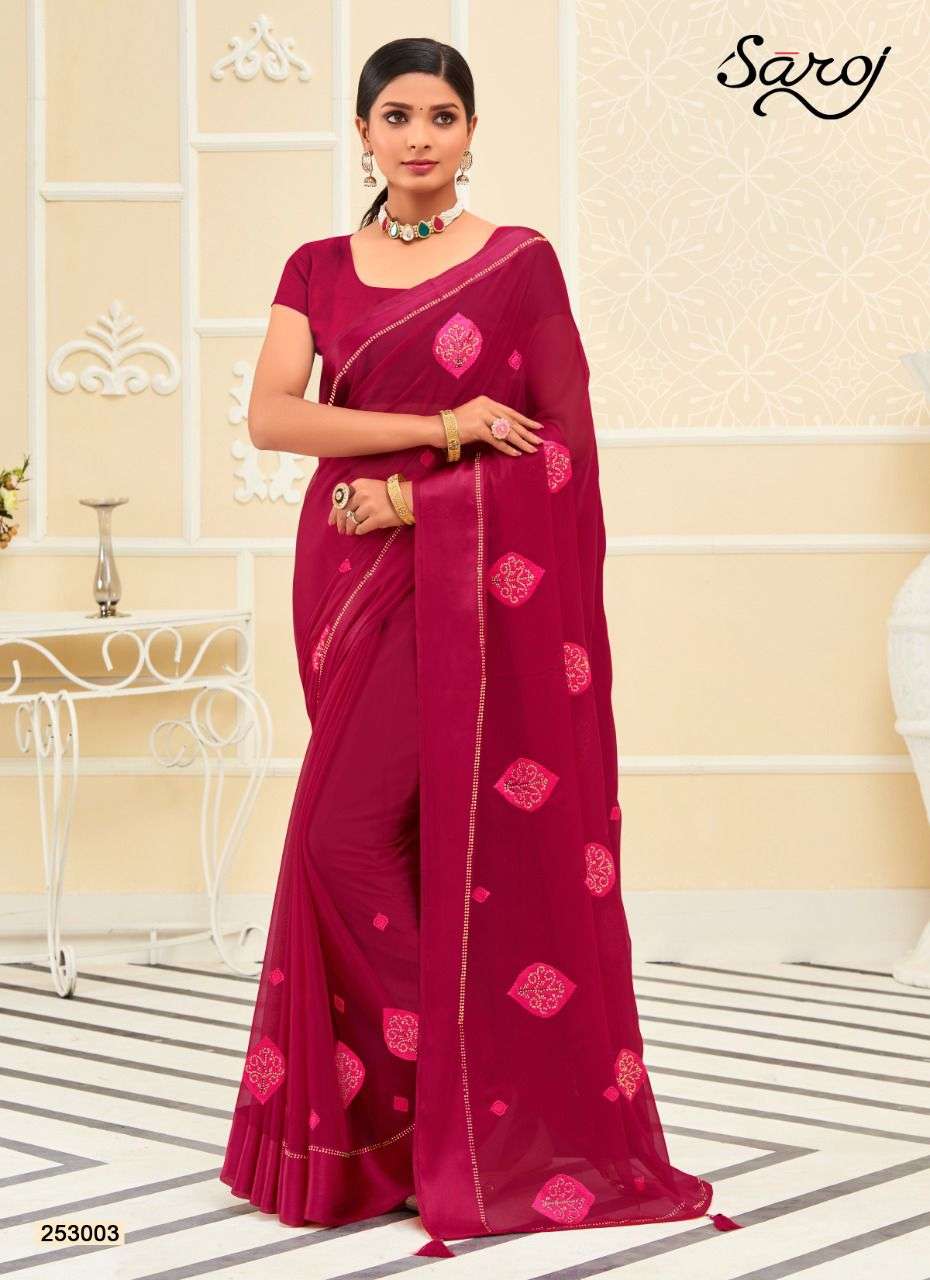 Saroj Ragini Catalog Chiffon Satin Party Wear Sarees