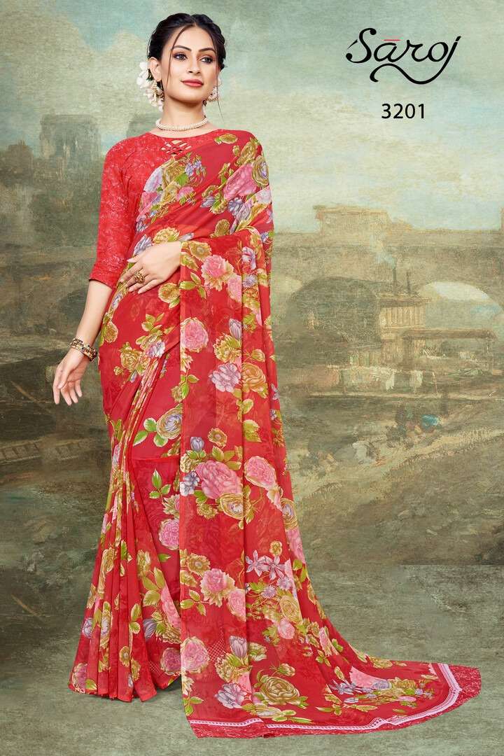 Saroj Spring Georgette Catalog Regular Wear Wear Georgette Sarees