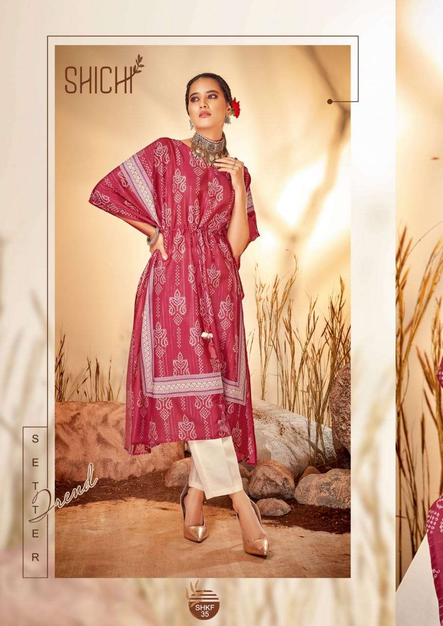 Shichi Kaya Catalog Party Wear Long Kaftan Kurti With Bottom
