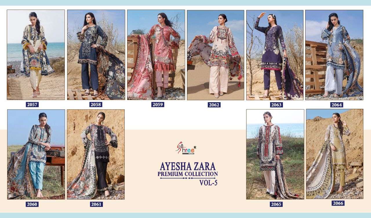Shree Ayesha Zara Premium Collection Vol 5 Catalog Pure Cotton Pakistani Suits