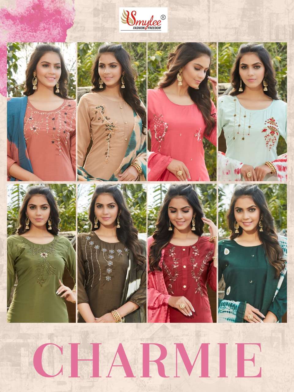 Smylee Charmie Catalog Designer Wear Readymade Top Bottom With Dupatta
