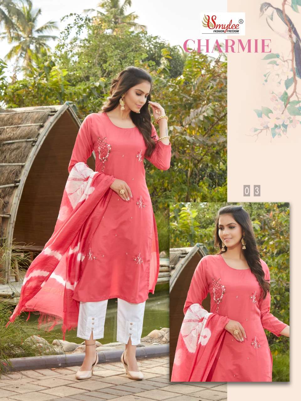 Smylee Charmie Catalog Designer Wear Readymade Top Bottom With Dupatta