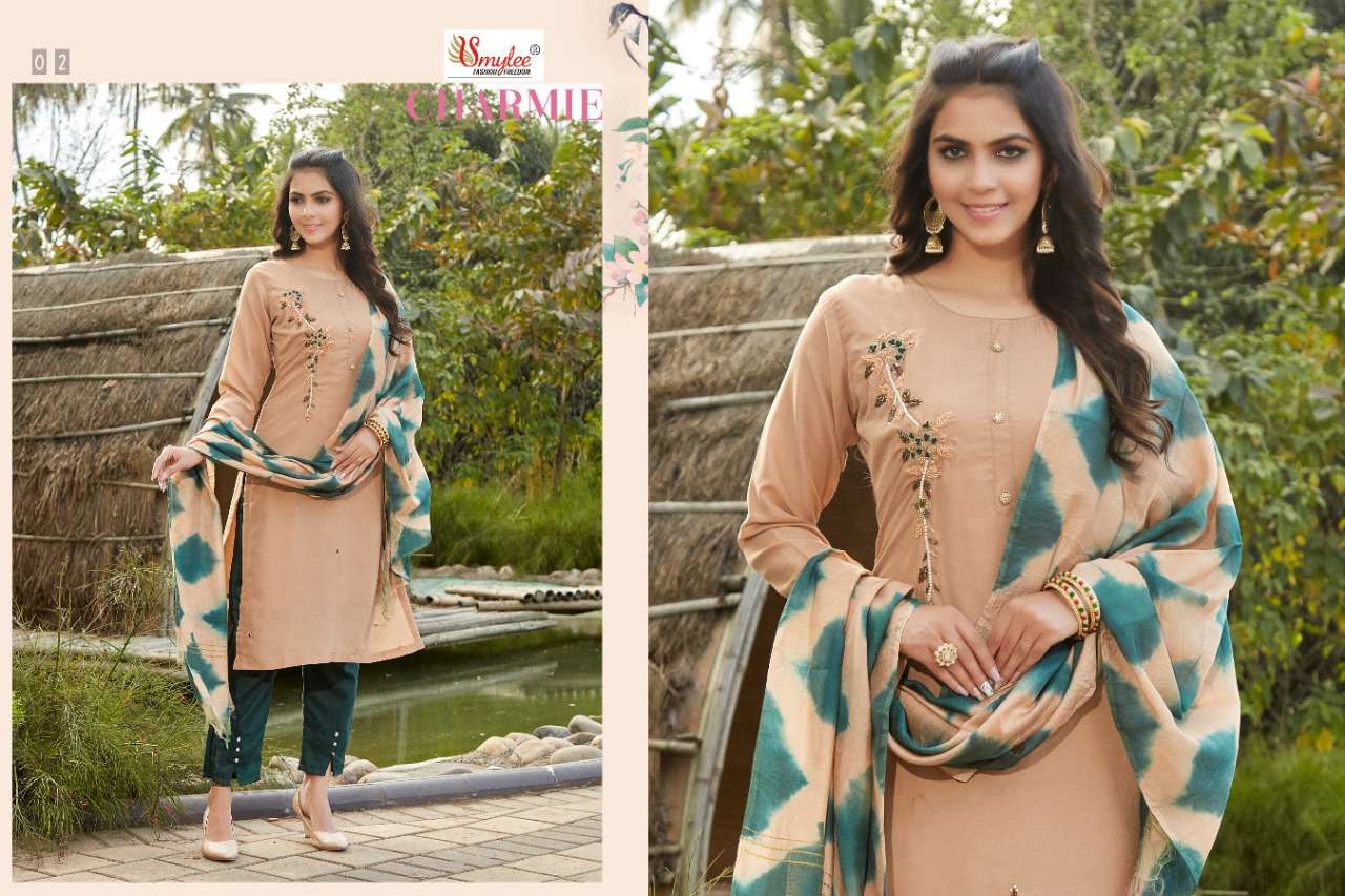 Smylee Charmie Catalog Designer Wear Readymade Top Bottom With Dupatta