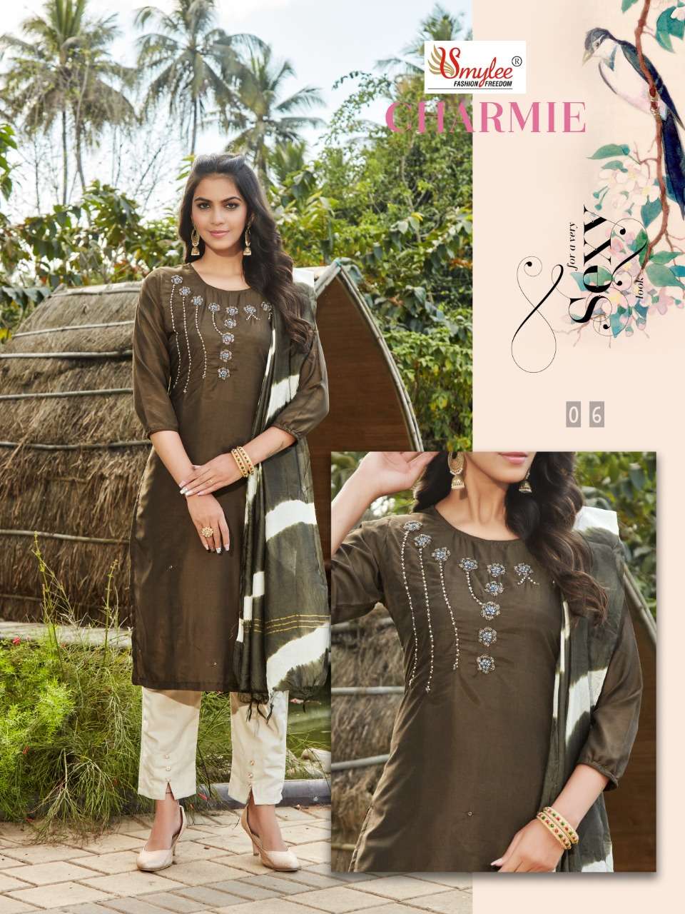 Smylee Charmie Catalog Designer Wear Readymade Top Bottom With Dupatta