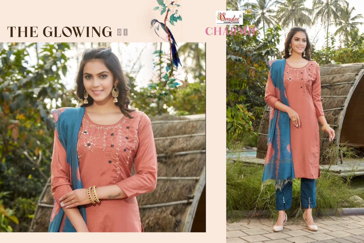 Smylee Charmie Catalog Designer Wear Readymade Top Bottom With Dupatta