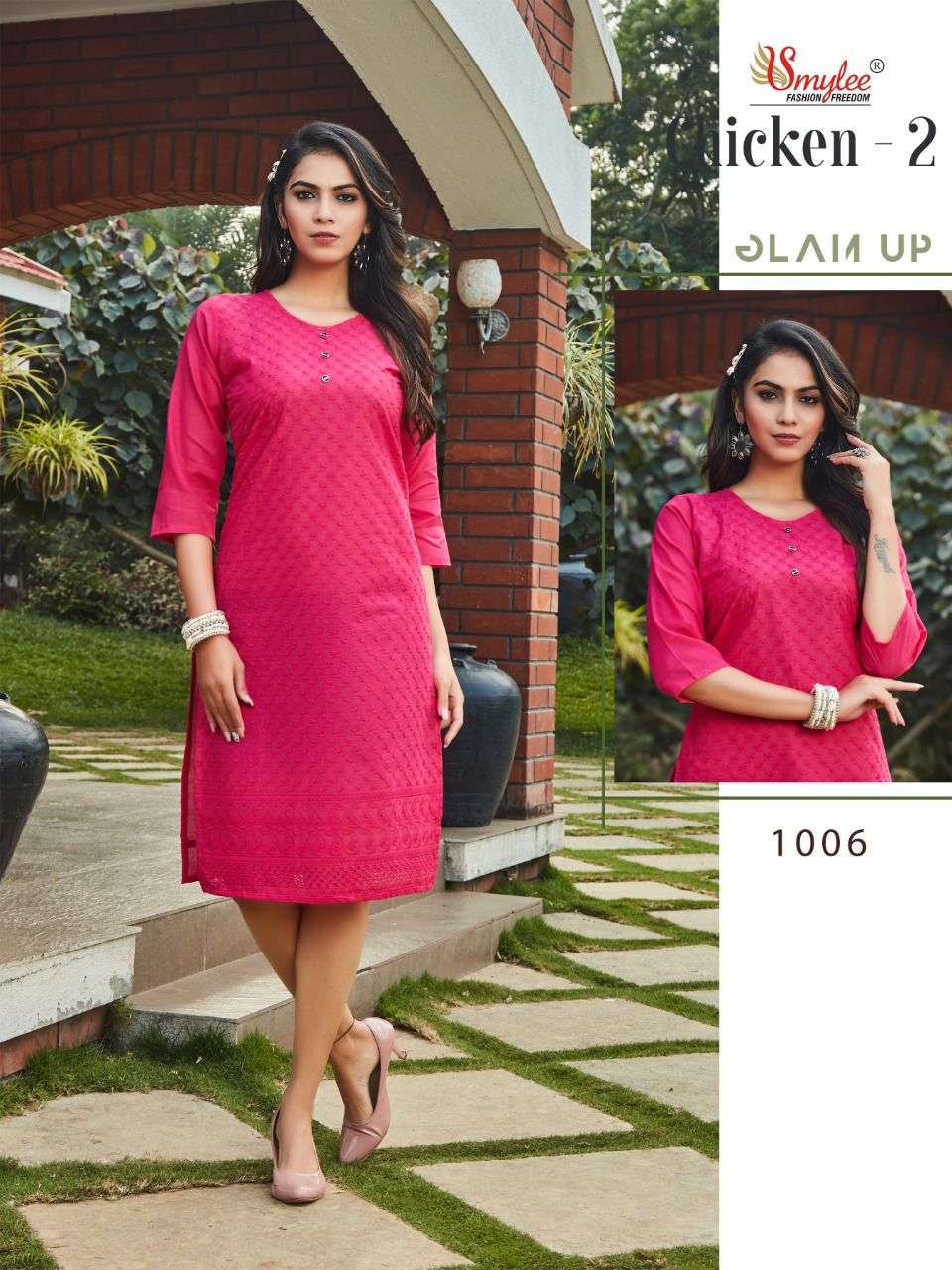 Smylee Chicken Vol 2 Catalog Daily Wear Cotton Chicken Work Kurtis