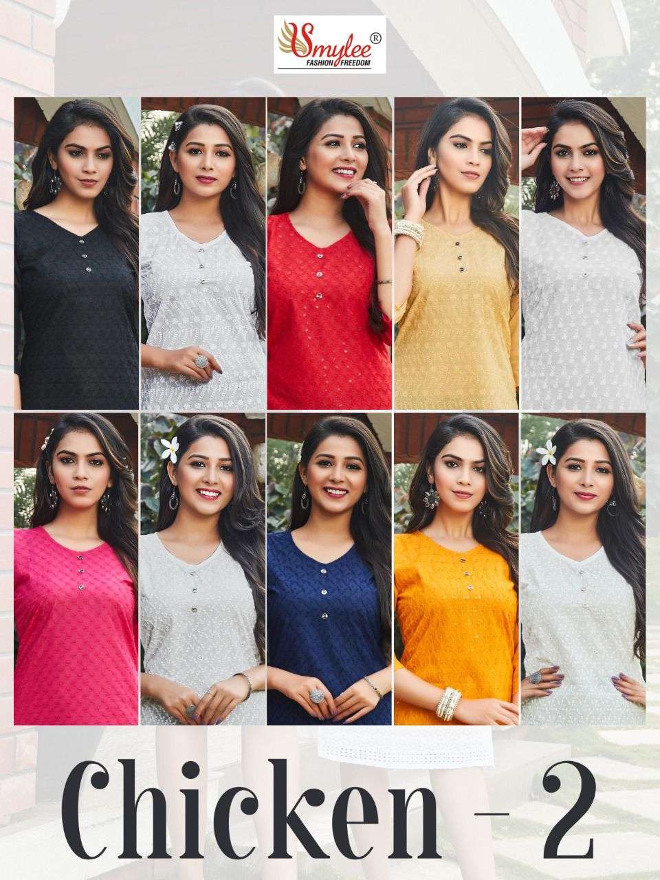 Smylee Chicken Vol 2 Catalog Daily Wear Cotton Chicken Work Kurtis