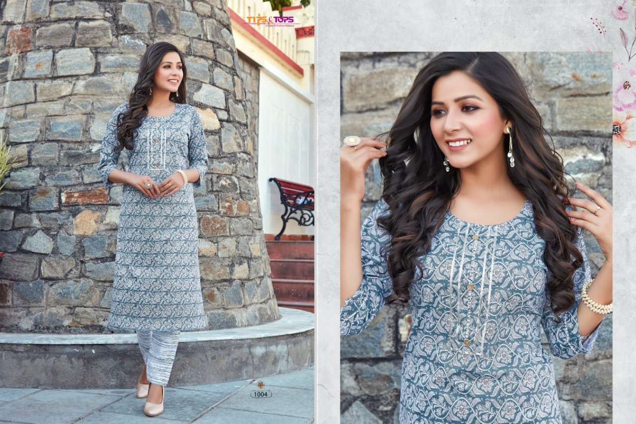 Tips & Tops Cotton Candy Catalog Regular Wear Cotton Printed Kurti With Bottom