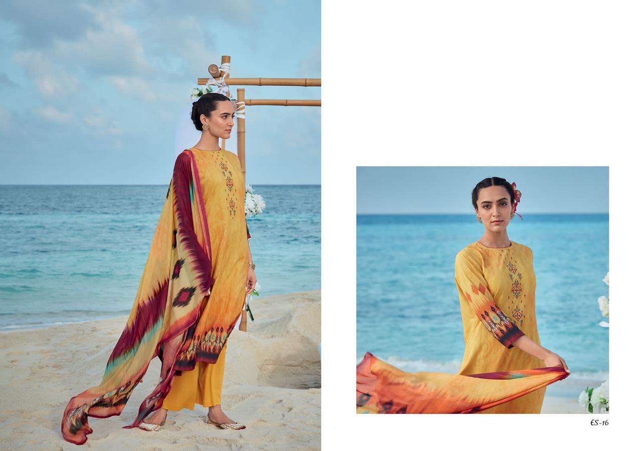 Varsha  Ehrum Eshreen Catalog Wholesale Silk Satin  Embroidery Dress Materials