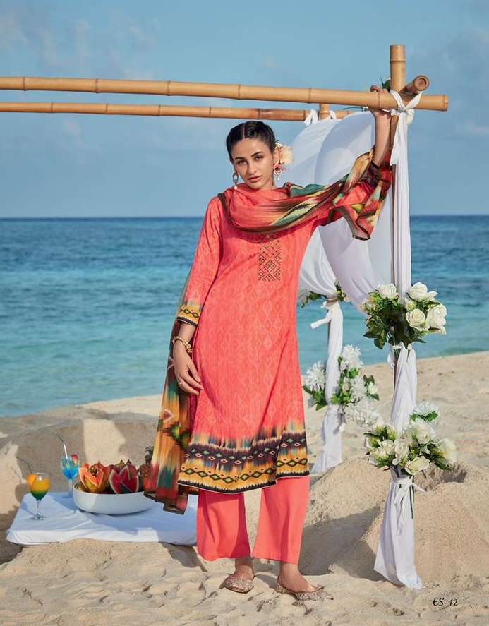 Varsha  Ehrum Eshreen Catalog Wholesale Silk Satin  Embroidery Dress Materials