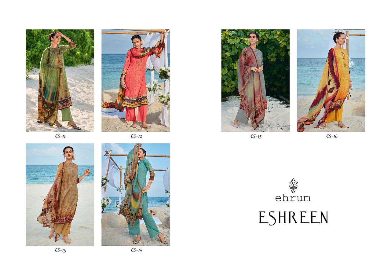 Varsha  Ehrum Eshreen Catalog Wholesale Silk Satin  Embroidery Dress Materials