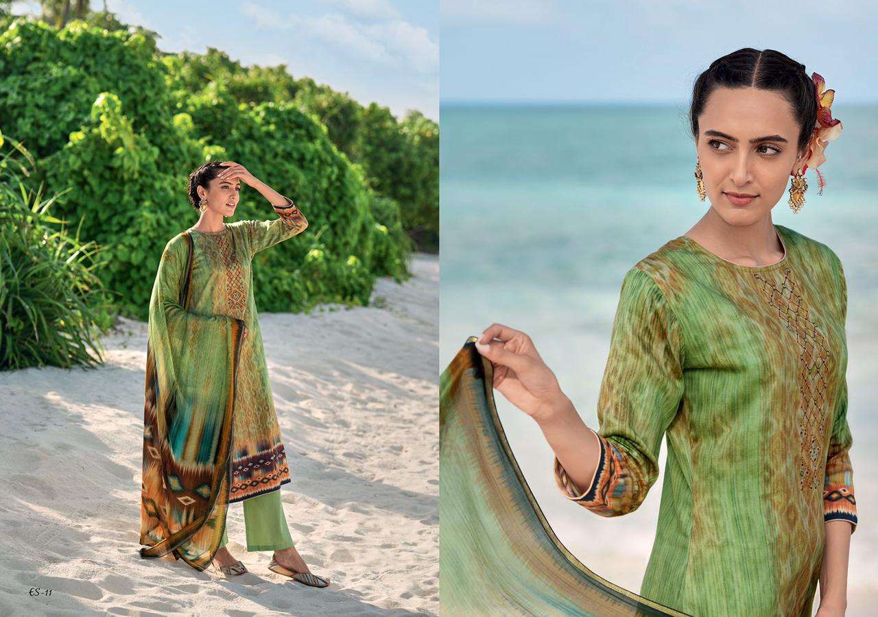 Varsha  Ehrum Eshreen Catalog Wholesale Silk Satin  Embroidery Dress Materials