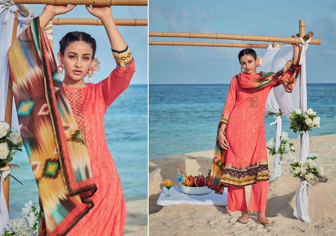 Varsha  Ehrum Eshreen Catalog Wholesale Silk Satin  Embroidery Dress Materials