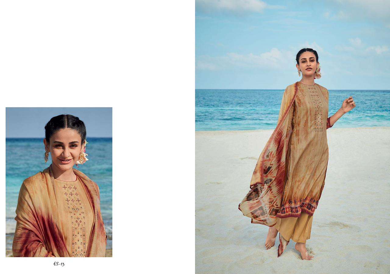 Varsha  Ehrum Eshreen Catalog Wholesale Silk Satin  Embroidery Dress Materials
