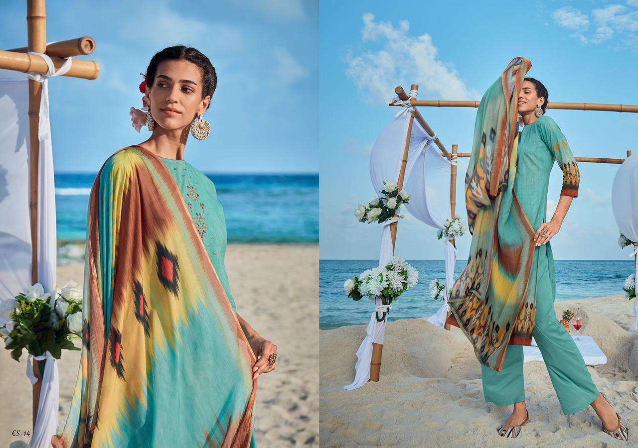 Varsha  Ehrum Eshreen Catalog Wholesale Silk Satin  Embroidery Dress Materials