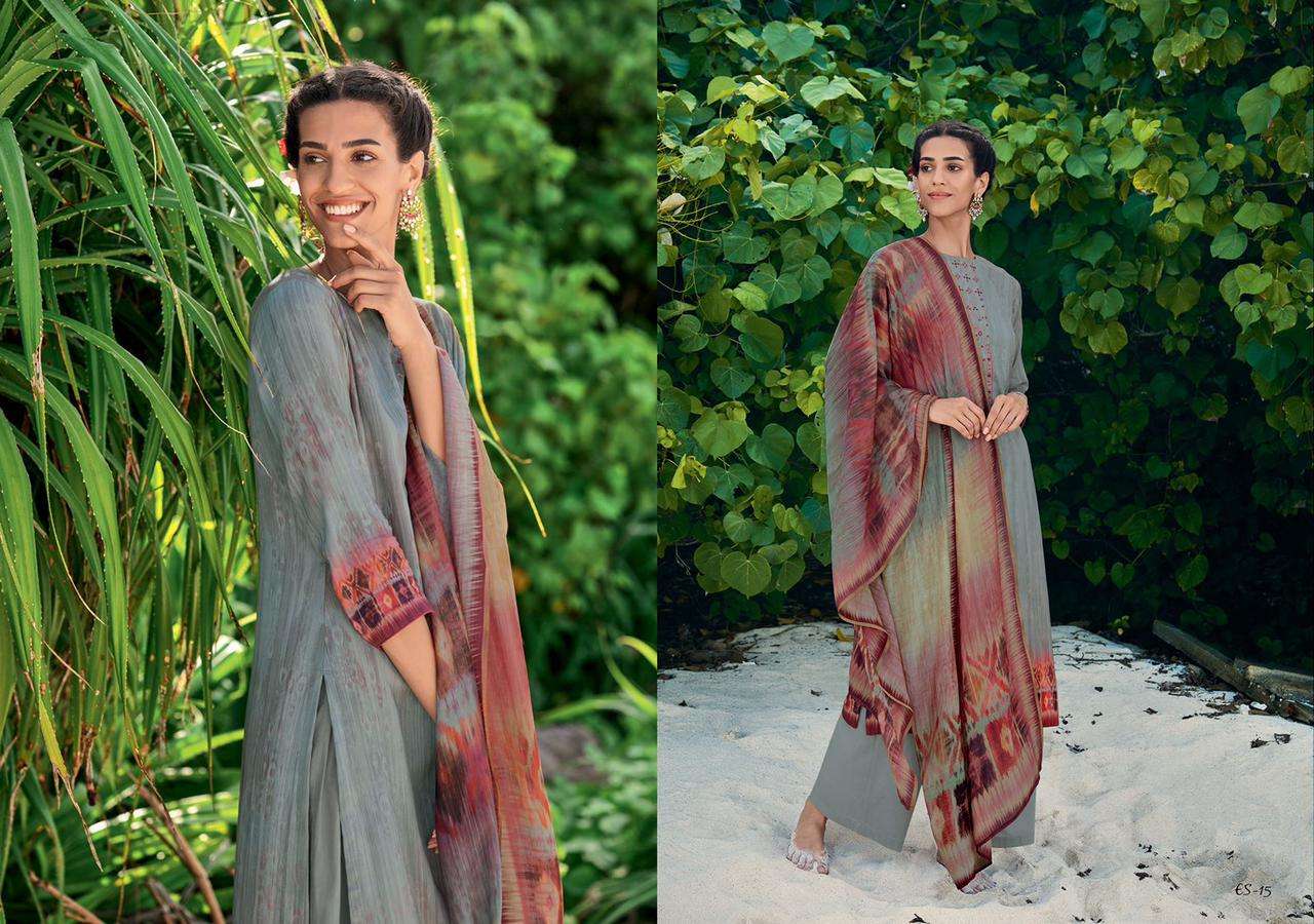Varsha  Ehrum Eshreen Catalog Wholesale Silk Satin  Embroidery Dress Materials