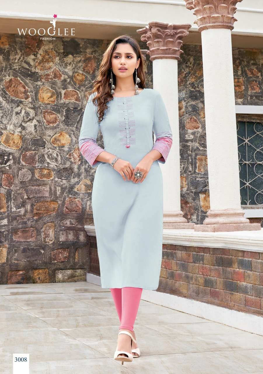 Embroidery Rayon straight kurtis for women | latest Designer Round Neck  rayon kurti | 3/4 Sleeves | Straight Cut ladies kurti