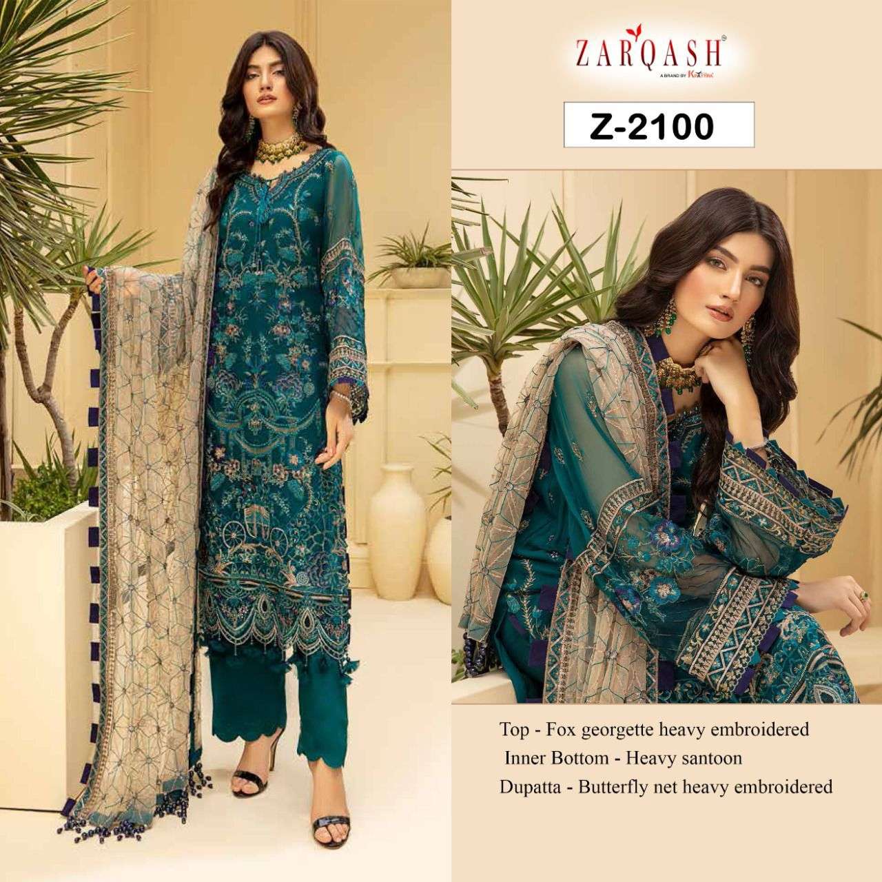 Zarqash Adan Tesoro Catalog Georgette Embroidery Pakistani Salwar Kameez