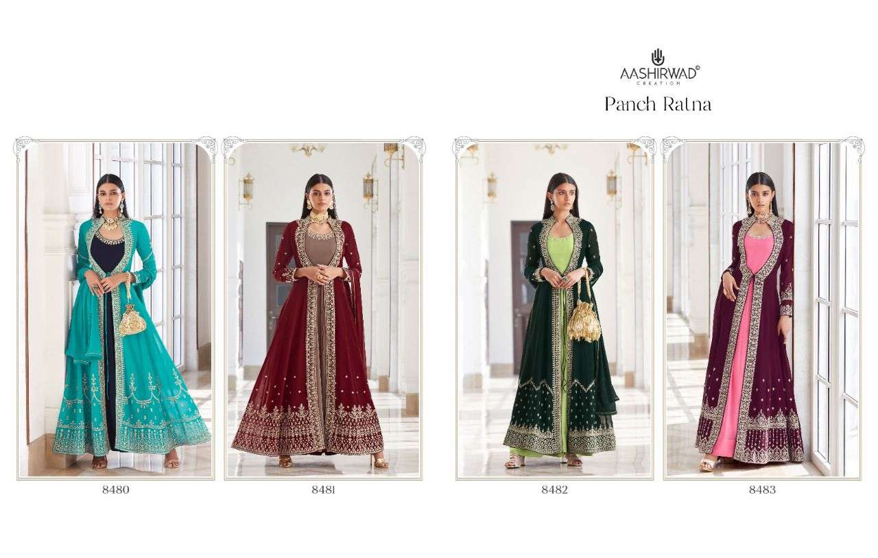 Aashirwad Panch Ratna 8480 Series Embroidery Salwar Kameez