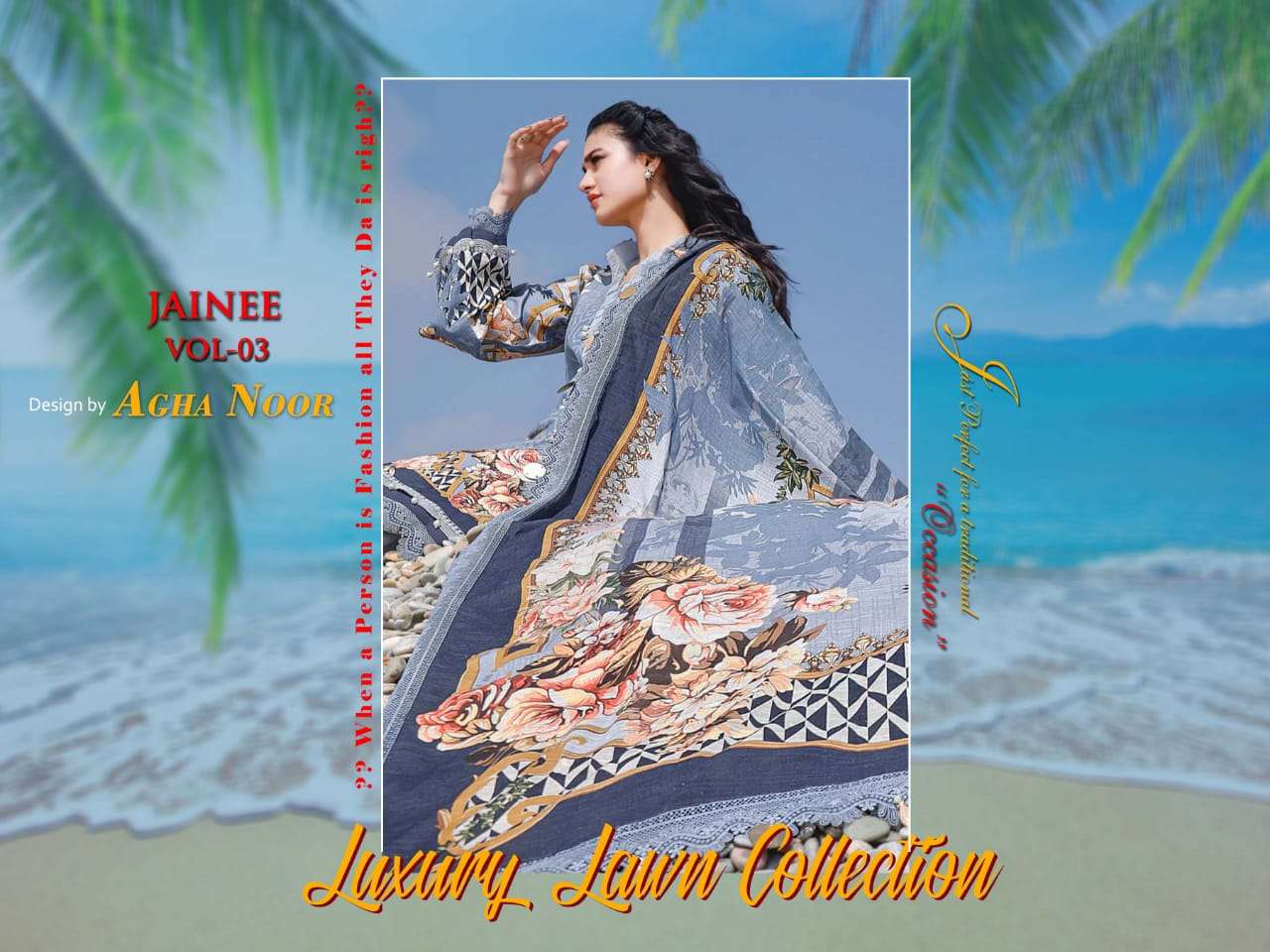 Agha Noor  Jainee vol 3 catalog Lawn cotton Karachi  Dress Material