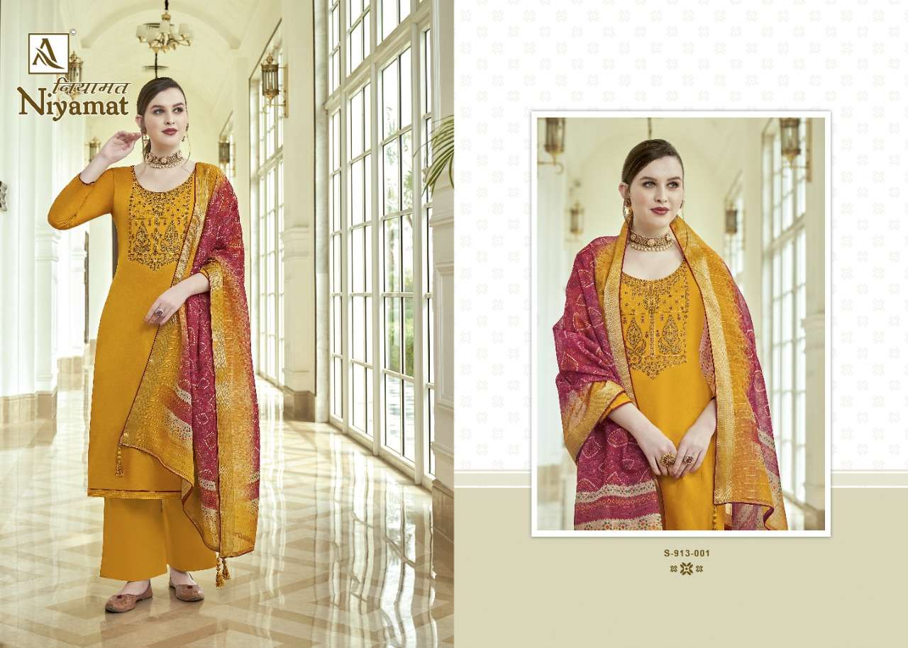 Alok Niyamat Catalog  Fancy Wear Embroidery Unstitched Dress Materials 