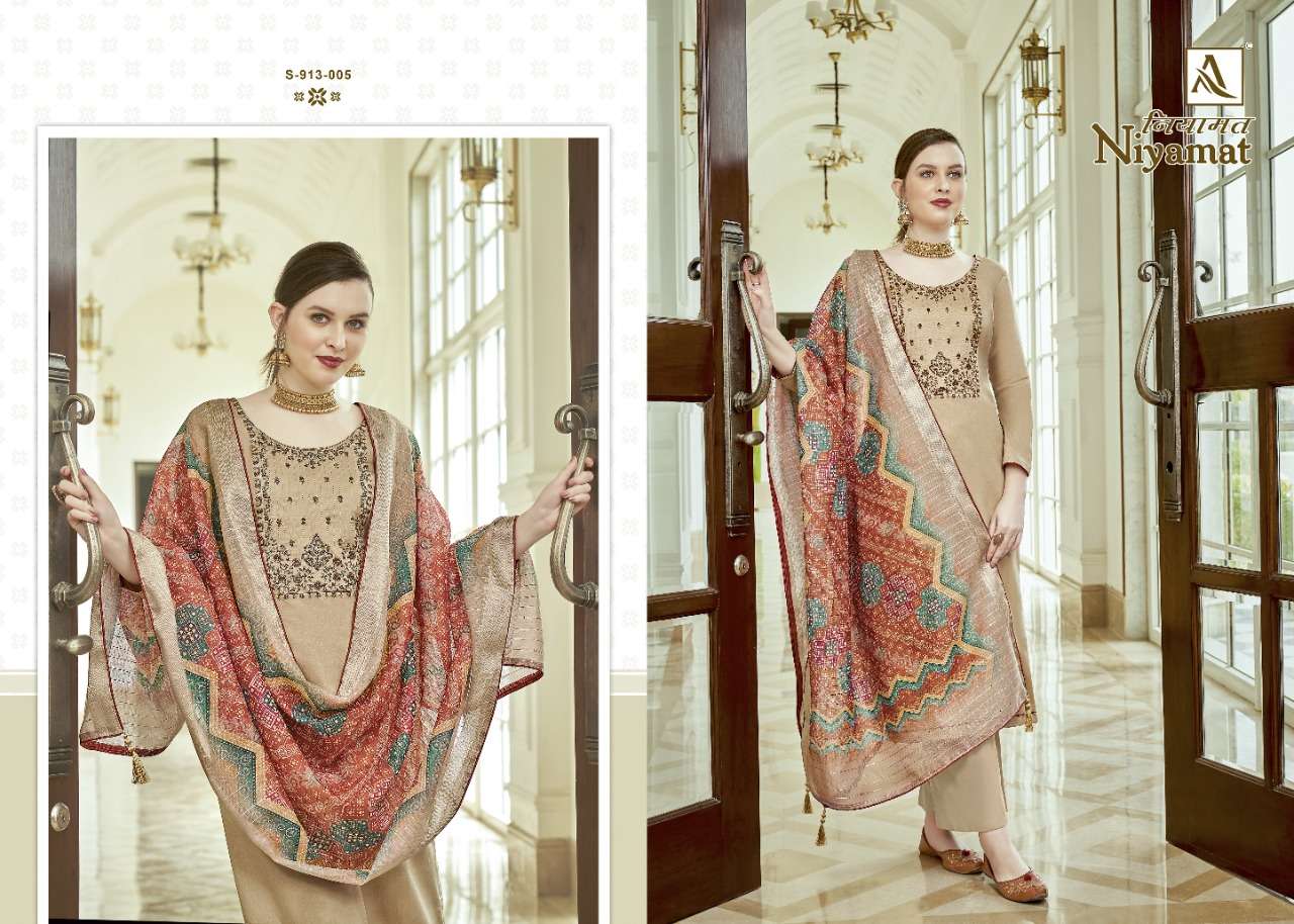 Alok Niyamat Catalog  Fancy Wear Embroidery Unstitched Dress Materials 