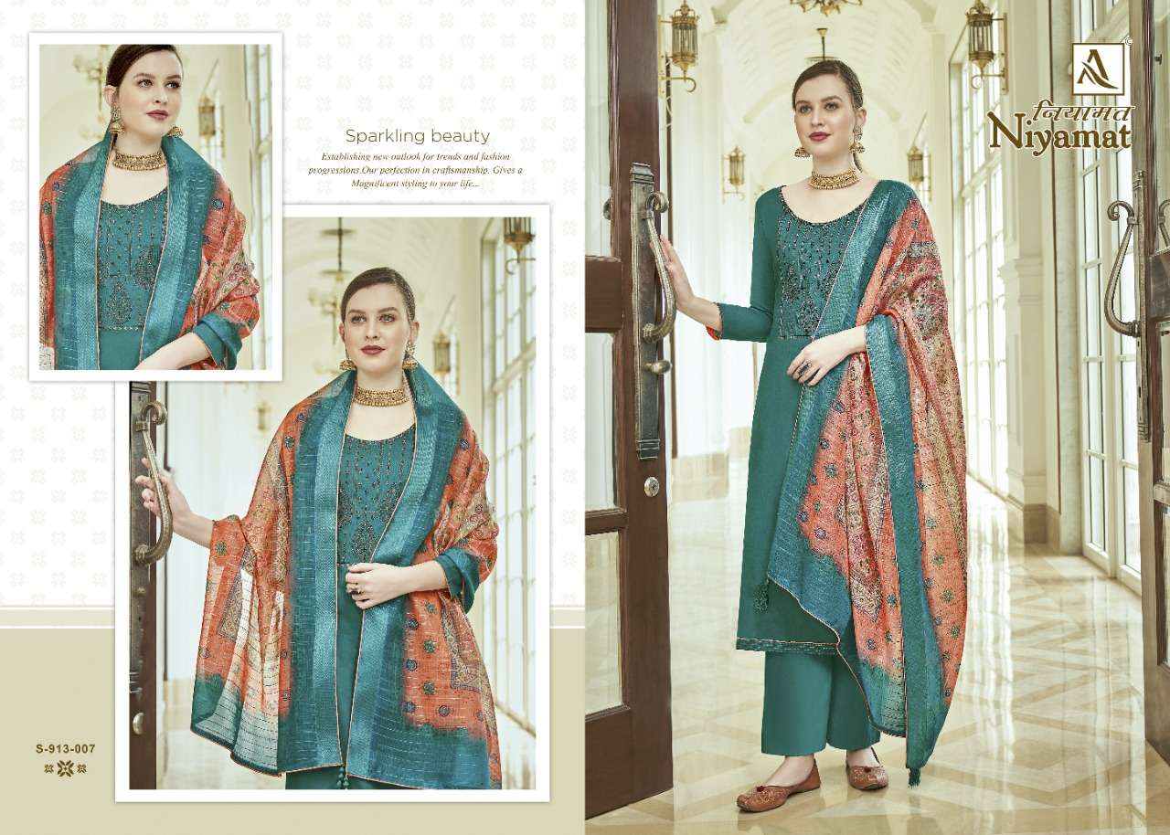 Alok Niyamat Catalog  Fancy Wear Embroidery Unstitched Dress Materials 