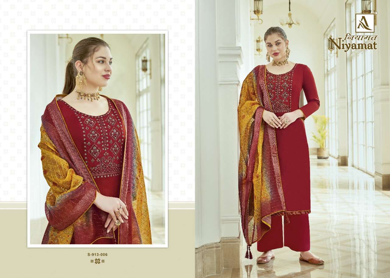 Alok Niyamat Catalog  Fancy Wear Embroidery Unstitched Dress Materials 
